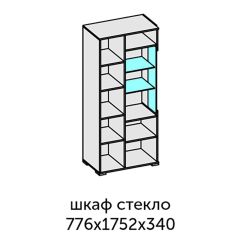 Аллегро-10 Шкаф 2дв. (со стеклом) (дуб крафт золотой-камень темный) в Елабуге - elabuga.mebel24.online | фото 2