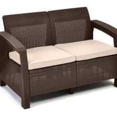 Диван пластиковый Корфу (Corfu love seat) коричневый - серо-бежевый* в Елабуге - elabuga.mebel24.online | фото