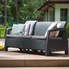 Диван пластиковый Корфу Макс (Corfu love seat max) графит в Елабуге - elabuga.mebel24.online | фото 3