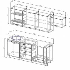 Кухонный гарнитур Антрацит 2550 (Стол. 26мм) в Елабуге - elabuga.mebel24.online | фото 2