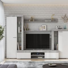 Гостиная МГС 5 (Цемент светлый/Белый) в Елабуге - elabuga.mebel24.online | фото