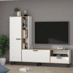 Гостиная Трикс (Дуб крафт золотой/Белый текстурный) в Елабуге - elabuga.mebel24.online | фото