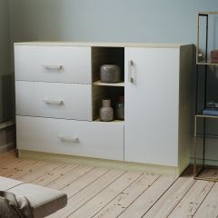 Комод К-3.1 (Дуб сонома/Белый жемчуг) в Елабуге - elabuga.mebel24.online | фото 2