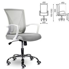 Кресло BRABIX "Wings MG-306" (пластик белый, хром, сетка, серое) 532012 в Елабуге - elabuga.mebel24.online | фото 2
