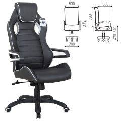 Кресло компьютерное BRABIX Techno Pro GM-003 (экокожа черное/серое, вставки серые) 531814 в Елабуге - elabuga.mebel24.online | фото