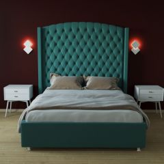Кровать Берлин ЛЮКС с ПМ 1200 (велюр бирюзовый) в Елабуге - elabuga.mebel24.online | фото 2