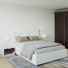 Кровать Берлин с ПМ 1200 (экокожа белая) в Елабуге - elabuga.mebel24.online | фото 2