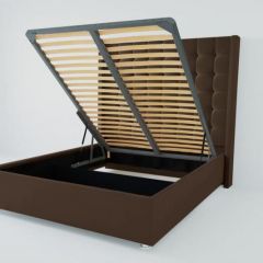 Кровать Венеция ЛЮКС с ПМ 800 (экокожа коричневая) в Елабуге - elabuga.mebel24.online | фото 2