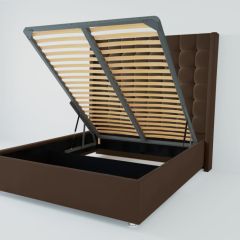 Кровать Венеция ЛЮКС с ПМ 1400 (экокожа коричневая) в Елабуге - elabuga.mebel24.online | фото