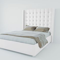 Кровать Венеция ЛЮКС с ПМ 2000 (экокожа белая) в Елабуге - elabuga.mebel24.online | фото 2