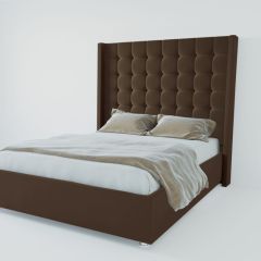 Кровать Венеция ЛЮКС с ПМ 800 (экокожа коричневая) в Елабуге - elabuga.mebel24.online | фото