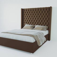 Кровать Версаль ЛЮКС с ПМ 1200 (экокожа коричневая) в Елабуге - elabuga.mebel24.online | фото
