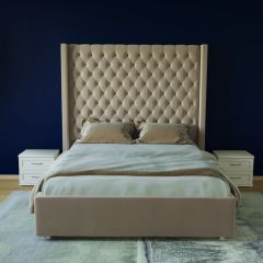 Кровать Версаль ЛЮКС с ПМ 1200 (велюр светло-серый) в Елабуге - elabuga.mebel24.online | фото