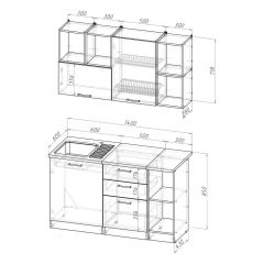 Кухонный гарнитур Ольга медиум 3 1400 мм в Елабуге - elabuga.mebel24.online | фото 2