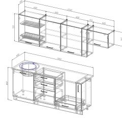 Кухонный гарнитур Вегас 2550 (Стол. 26мм) в Елабуге - elabuga.mebel24.online | фото 2