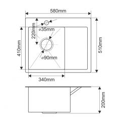 Мойка HD5851L MELANA ProfLine 3,0/200 САТИН врезная прямоугольная с коландером HD5851L в Елабуге - elabuga.mebel24.online | фото 2