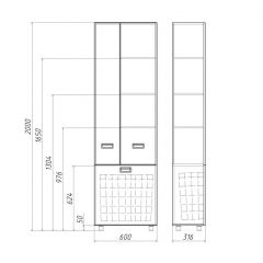 Пенал напольный Cube 60 без ящика с корзиной для белья Домино (DC5014P) в Елабуге - elabuga.mebel24.online | фото 3