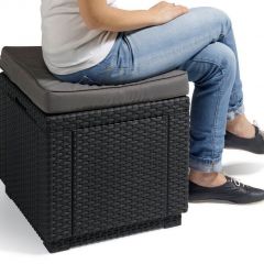 Пуфик Куб с подушкой (Cube with cushion) коричневый - серо-бежевый* в Елабуге - elabuga.mebel24.online | фото 2