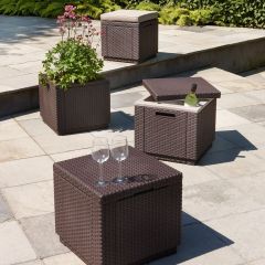 Пуфик Куб с подушкой (Cube with cushion) коричневый - серо-бежевый* в Елабуге - elabuga.mebel24.online | фото 3