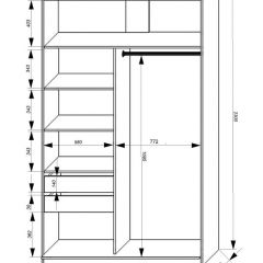 Шкаф-купе 1400 серии SOFT D1+D3+B2+PL1 (2 ящика+1штанга) профиль «Графит» в Елабуге - elabuga.mebel24.online | фото 3