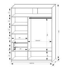 Шкаф-купе 1500 серии NEW CLASSIC K2+K2+B2+PL2(2 ящика+1 штанга+1 полка) профиль «Капучино» в Елабуге - elabuga.mebel24.online | фото 3