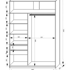 Шкаф-купе 1600 серии SOFT D1+D3+B2+PL1 (2 ящика+1штанга) профиль «Графит» в Елабуге - elabuga.mebel24.online | фото 4