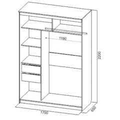 Шкаф-купе №19 Серия 3 Инфинити с зеркалами (1700) Ясень Анкор светлый в Елабуге - elabuga.mebel24.online | фото 6