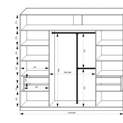 Шкаф-купе 2150 серии NEW CLASSIC K4+K4+K4+B22+PL4(по 2 ящика лев/прав+F обр.штанга) профиль «Капучино» в Елабуге - elabuga.mebel24.online | фото 3