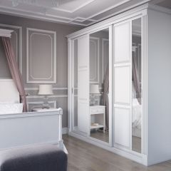 Шкаф-купе 2450 серии NEW CLASSIC K6Z+K1+K6+B22+PL2 (по 2 ящика лев/прав+1 штанга+1 полка) профиль «Капучино» в Елабуге - elabuga.mebel24.online | фото