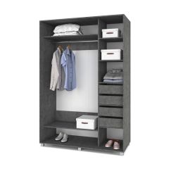 РОЛАНД Шкаф-купе с зеркалом Камень темный (600*1400) Р642 в Елабуге - elabuga.mebel24.online | фото 4