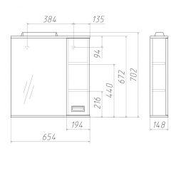 Шкаф-зеркало Cube 65 Эл. ПРАВЫЙ Домино (DC5007HZ) в Елабуге - elabuga.mebel24.online | фото 2