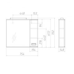 Шкаф-зеркало Cube 75 Эл. Правый Домино (DC5009HZ) в Елабуге - elabuga.mebel24.online | фото 3