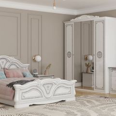 Спальный гарнитур Грация (модульный) белый/серебро в Елабуге - elabuga.mebel24.online | фото