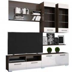 Стенка Ненси 3 (Венге/Белый глянец) в Елабуге - elabuga.mebel24.online | фото 2