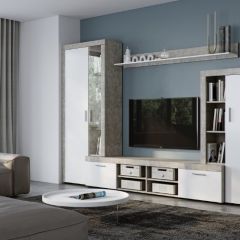 Стенка SKYE (Beton Jasny Atelier/белый) в Елабуге - elabuga.mebel24.online | фото