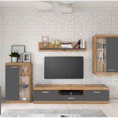Стенка TESS (дуб вотан/серый графит) в Елабуге - elabuga.mebel24.online | фото