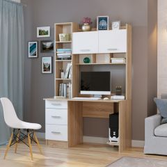 Стол компьютерный ПКС-5 Дуб сонома/Белый глянец в Елабуге - elabuga.mebel24.online | фото
