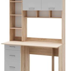 Стол компьютерный ПКС-5 Дуб сонома/Белый глянец в Елабуге - elabuga.mebel24.online | фото 2