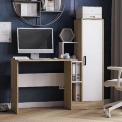 Стол компьютерный СКМ-2 ЛДСП Белый/Дуб сонома в Елабуге - elabuga.mebel24.online | фото