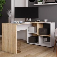 Стол компьютерный угловой СКМУ-4 Белый/Дуб сонома в Елабуге - elabuga.mebel24.online | фото