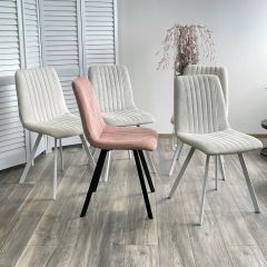 Стул ELVIS WZ2042-18 белая галька фактурный велюр / белый каркас М-City в Елабуге - elabuga.mebel24.online | фото 2