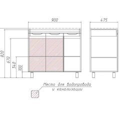 Тумба под умывальник Andrea 90 3D без ящика Домино (D37005T) в Елабуге - elabuga.mebel24.online | фото 2