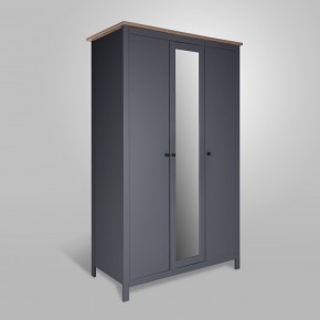 2.08.01.040.15 САГА шкаф 3 двери с зеркалом серый/ясень в Елабуге - elabuga.mebel24.online | фото
