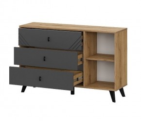 БАЙКАЛ Комод 3 ящика (со створкой) Графит/Дуб золотой в Елабуге - elabuga.mebel24.online | фото 4