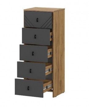 БАЙКАЛ Комод (5 ящиков) Графит/Дуб золотой в Елабуге - elabuga.mebel24.online | фото 2