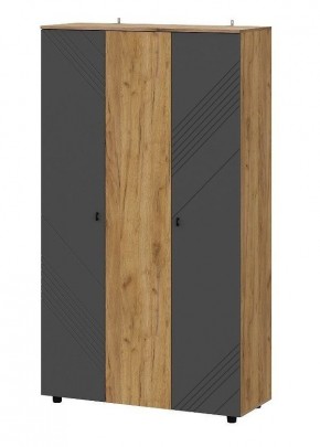 БАЙКАЛ Шкаф трехстворчатый (Графит/Дуб золотой) в Елабуге - elabuga.mebel24.online | фото 1