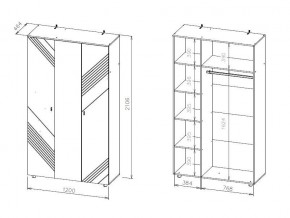 БАЙКАЛ Шкаф трехстворчатый (Графит/Дуб золотой) в Елабуге - elabuga.mebel24.online | фото 3