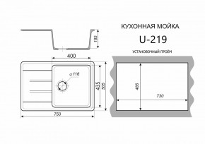 Каменная мойка ULSTONE U-219 (755х505) в Елабуге - elabuga.mebel24.online | фото 2