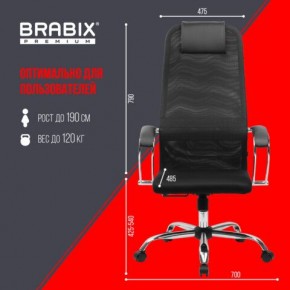 Кресло BRABIX PREMIUM "Ultimate EX-800" хром, плотная двойная сетка Х2, черное, 532911 в Елабуге - elabuga.mebel24.online | фото 6