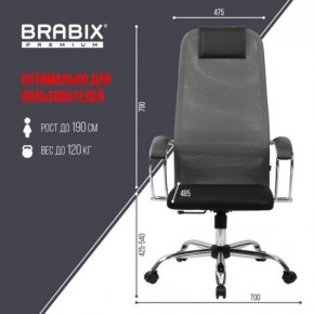 Кресло офисное BRABIX PREMIUM "Ultimate EX-800" хром, плотная двойная сетка Х2, черное/серое, 532912 в Елабуге - elabuga.mebel24.online | фото 3